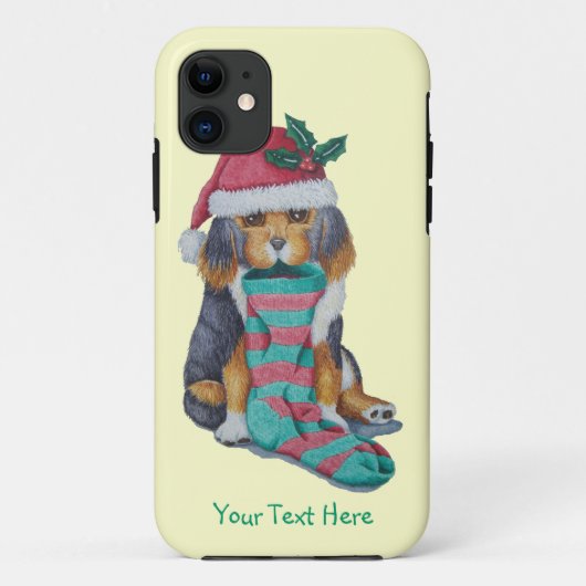 Coques Case-Mate iPhone chiot noir et marron pour noël (Dos)
