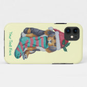 Coques Case-Mate iPhone chiot noir et marron pour noël (Dos (Horizontal))