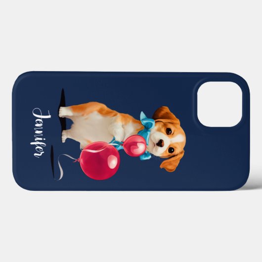 Coques Case-Mate iPhone Chiot sur mesure mignon avec Ballons roses (Verso (horizontal))
