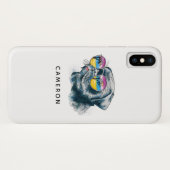 Coques Case-Mate iPhone Chiot Tropical Aquarelle | Ajouter Votre Nom (Dos (Horizontal))
