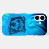 Coques Case-Mate iPhone Chiots Staffy Bleu (Verso (horizontal))