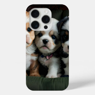 Coque iPhone 15 Pro Chiots super mignons sur le canapé 2
