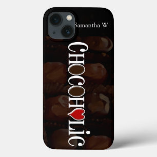 Etui iPhone 13 Chocoholic, Dark Brown et Red Heart Conception amu