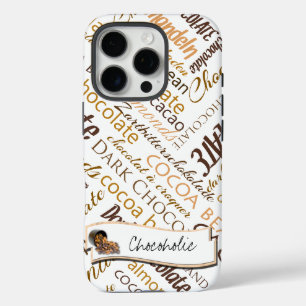 iPhone 16 Pro Case Chocolat, amandes et chocolat noir Text Design