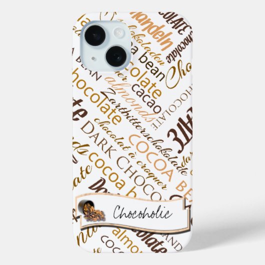 Coques Case-Mate iPhone Chocolat, Amandes et Chocolat Noir Texte Design (Verso)