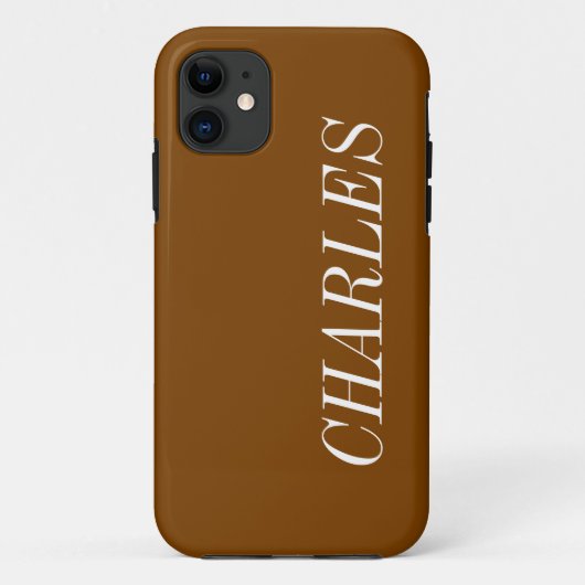 Coques Case-Mate iPhone Chocolat Brown couleur solide | Nom minimal (Dos)
