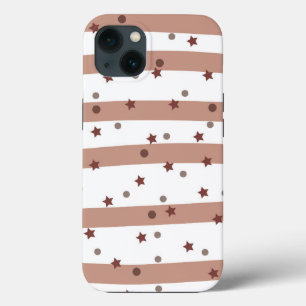 Case-Mate iPhone Case Chocolat et rayures blanches avec Motif d'étoiles