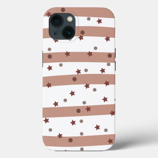 Coques Case-Mate iPhone Chocolat et rayures blanches avec Motif d'étoiles (Verso)