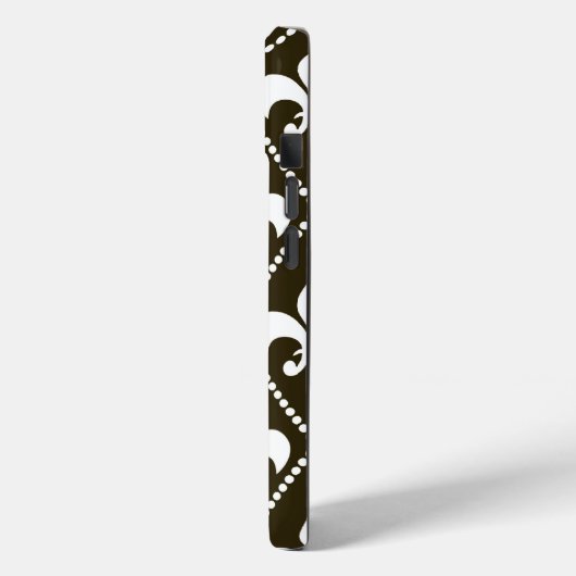 Coques Case-Mate iPhone Chocolat Fleur de Lis avec monogramme (Verso / Gauche)