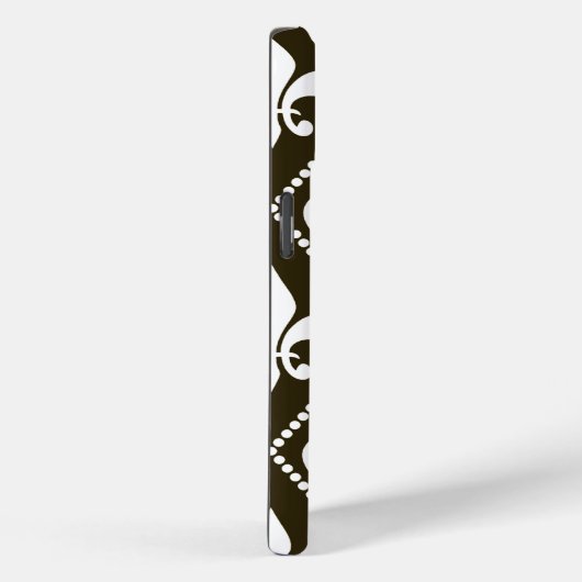 Coques Case-Mate iPhone Chocolat Fleur de Lis avec monogramme (Verso / Droite)