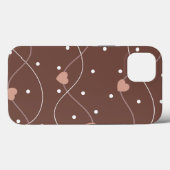 Coques Case-Mate iPhone Chocolate Brown with Pink Hearts (Verso (horizontal))