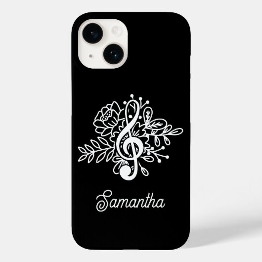 Coques Case-Mate iPhone Chorale musicienne moderne Black Floral Treble Cle (Verso)