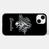 Coques Case-Mate iPhone Chorale musicienne moderne Black Floral Treble Cle (Verso (horizontal))