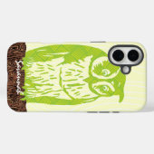 Coques Case-Mate iPhone Chouette à citron vert Motif à grains de bois Choi (Verso (horizontal))