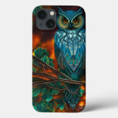 Coques Case-Mate iPhone Chouette à cornes turquoise (Verso)
