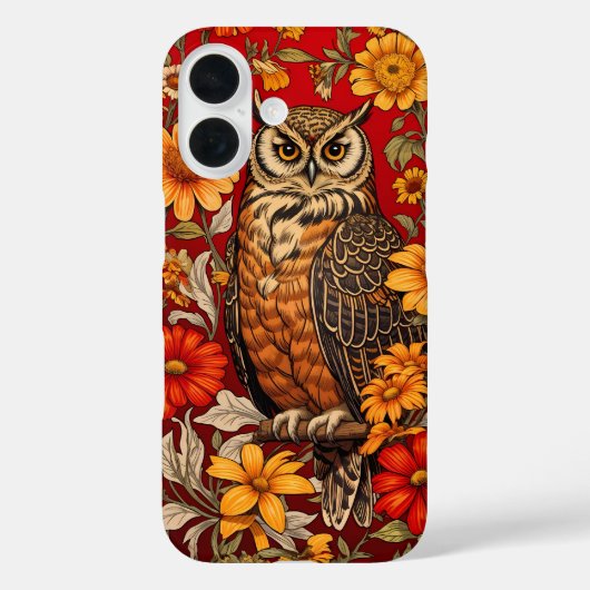Coques Case-Mate iPhone Chouette À Rayures Et Fleurs De Zinnia (Verso)