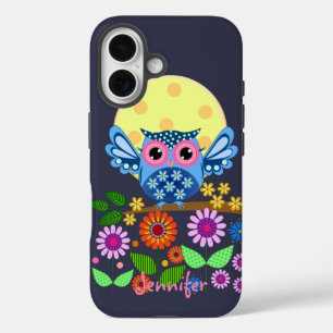 Coques iPhone 16 Chouette à ressort mignonne et nom personnalisé