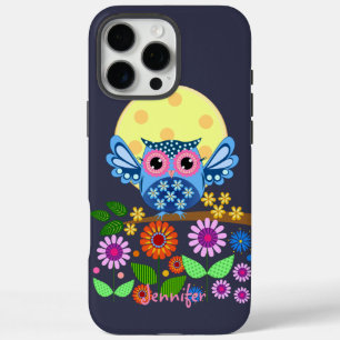 Coques iPhone 16 Pro Max Chouette à ressort mignonne et nom personnalisé