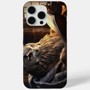 Coque iPhone 15 Pro Max Chouette assise lisant un livre