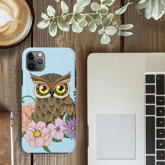 Coques Case-Mate iPhone Chouette aux fleurs pastel de printemps