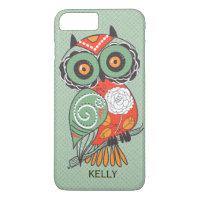 Chouette aux fleurs rétro colorées