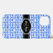 Coques Case-Mate iPhone Chouette bleue Noir Nom personnalisé (Verso (horizontal))