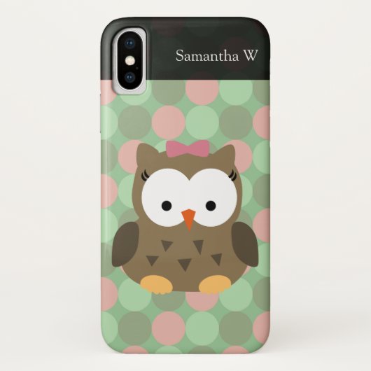Coques Case-Mate iPhone Chouette Brown mignonne avec bow rose (Dos)