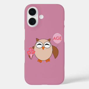 Coques iPhone 16 Chouette d'anniversaire d'âge personnalisé