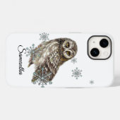 Coques Case-Mate iPhone Chouette d'aquarelle noire et blanche Snowflakes d (Verso (horizontal))