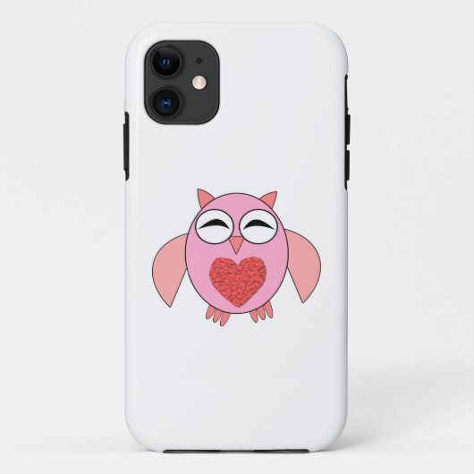 Coques Case-Mate iPhone Chouette de coeur rose (Dos)