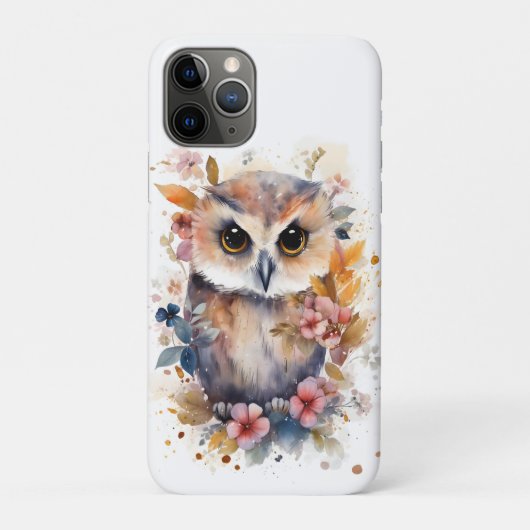 Coques Case-Mate iPhone Chouette de la forêt mignonne avec fleurs pour la (Dos)