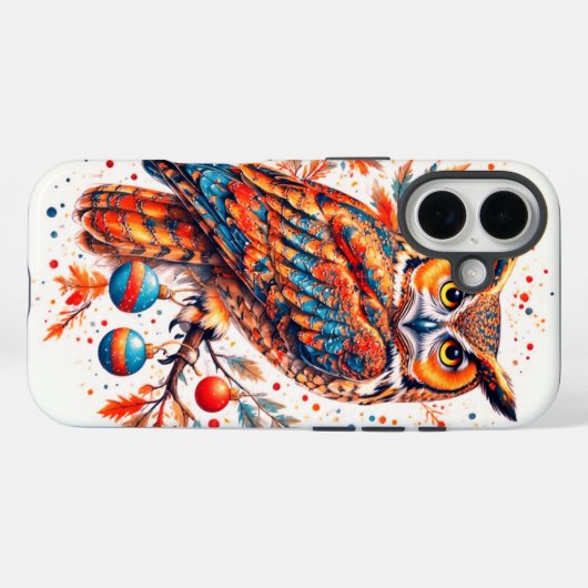 Coques Case-Mate iPhone Chouette de Noël (Verso (horizontal))