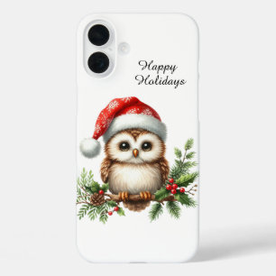 Coques iPhone 16 Plus Chouette de plage de Noël festive personnalisable