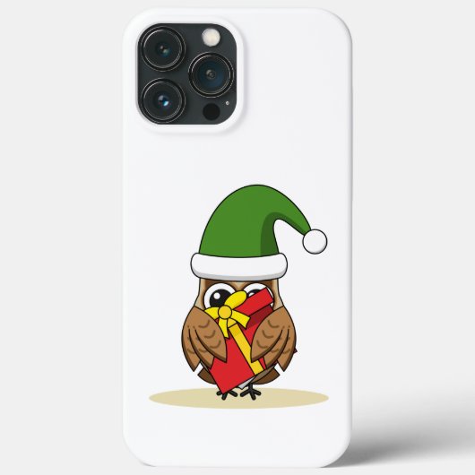 Coques Case-Mate iPhone Chouette elfe de Noël avec présent (Verso)