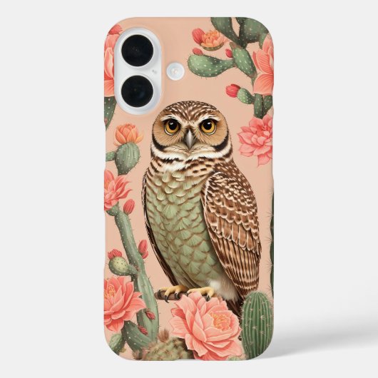 Coques Case-Mate iPhone Chouette Et Cactus Élégants À Brûler (Verso)