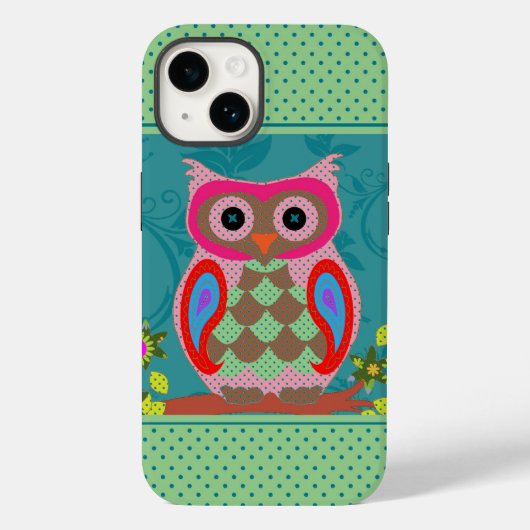 Coques Case-Mate iPhone Chouette et points d'art folklorique (Verso)