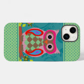Coques Case-Mate iPhone Chouette et points d'art folklorique (Verso (horizontal))