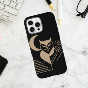Coques iPhone 16 Pro Max Chouette géométrique avec un croissant de lune