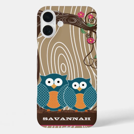 Coques Case-Mate iPhone Chouette grain de bois de mandarine arbre zig zag (Verso)
