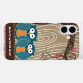 Coques Case-Mate iPhone Chouette grain de bois de mandarine arbre zig zag (Verso (horizontal))