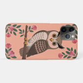 Coques Case-Mate iPhone Chouette marron stylisée sur une branche avec des (Dos (Horizontal))
