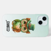 Coques Case-Mate iPhone Chouette mignonne dans un chapeau vert (Verso (horizontal))