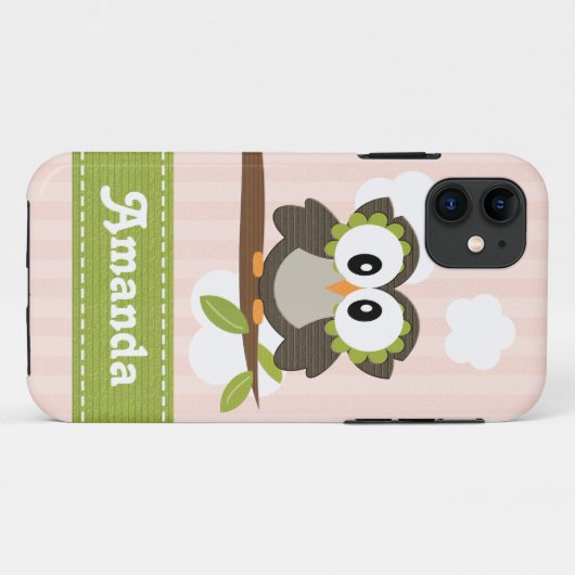 Coques Case-Mate iPhone Chouette rose (Dos (Horizontal))