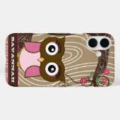 Coques Case-Mate iPhone Chouette rose Arbre à grains de bois Zig Zag Chois (Verso (horizontal))