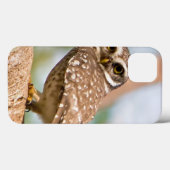 Coques Case-Mate iPhone Chouette tachetée en vol matinal. (Verso (horizontal))