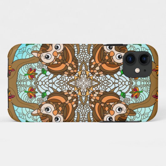 Coques Case-Mate iPhone Chouette tirée à la main Mandala (Dos (Horizontal))