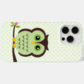 Coques Case-Mate iPhone Chouette verte mignonne (Verso (horizontal))