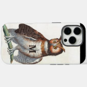 Coques Case-Mate iPhone Chouette Vintage monogramme personnalisée (Verso (horizontal))