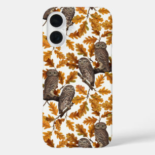 Coques iPhone 16 Chouettes d'automne sur coton blanc