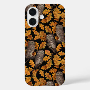 Coques iPhone 16 Chouettes d'automne sur noir